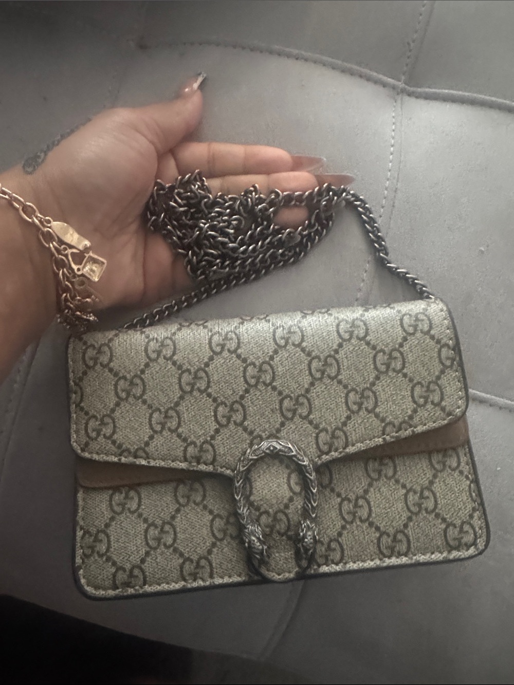 Gucci Beige GG Supreme Crossbody Bag with Silver-Tone Hardware